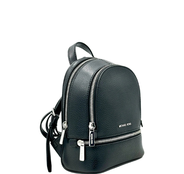 Michael Kors Rhea Extra-Small Pebbled Leather Backpack- Black