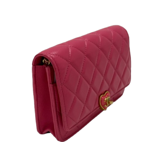 Chanel Matrasse Heart Chain Wallet Pink - PRE OWNED