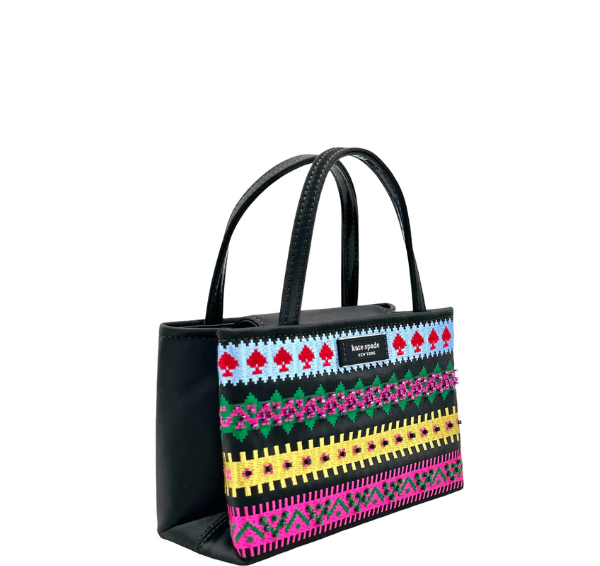 Kate Spade Sam Icon Carnival Fairisle Mini Tote Crossbody Handbag - Black Multi