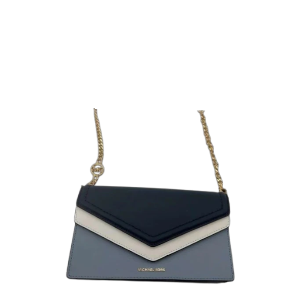 Michael Kors Colorblock Crossbody Bag – Blue & Grey – Gold Chain Strap