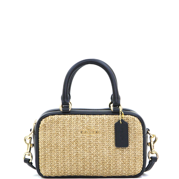 Coach Satchel Crossbody Straw - Toast Black