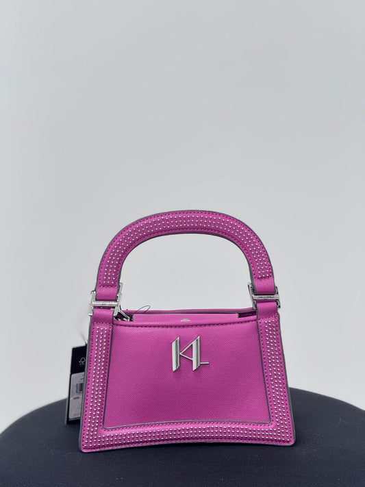 Karl Lagerfeld Paris Forine Embellished Logo Leather Shoulder Bag-Cactus Flower