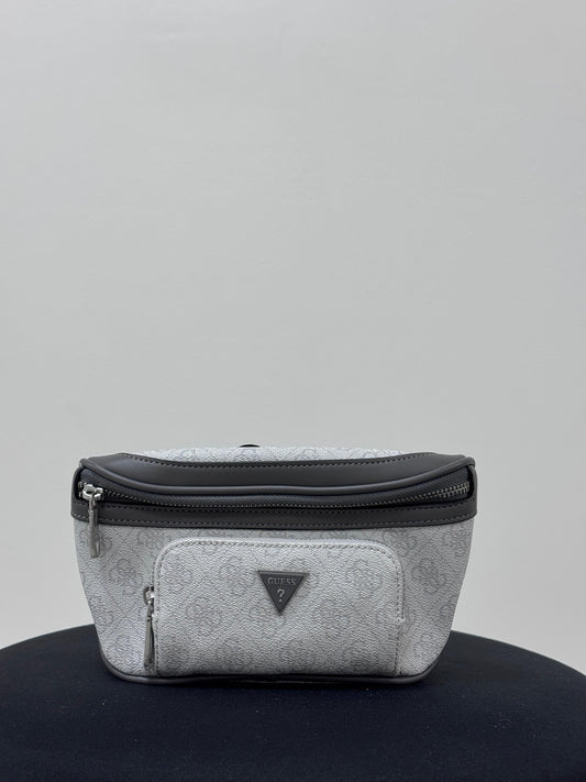 Guess Monogram Logo Belt Bag- Silver/Gray