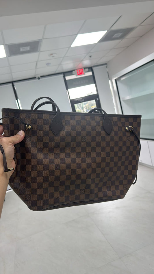 Louis Vuitton Damier Ebene Neverfull Tote Bag- Brown