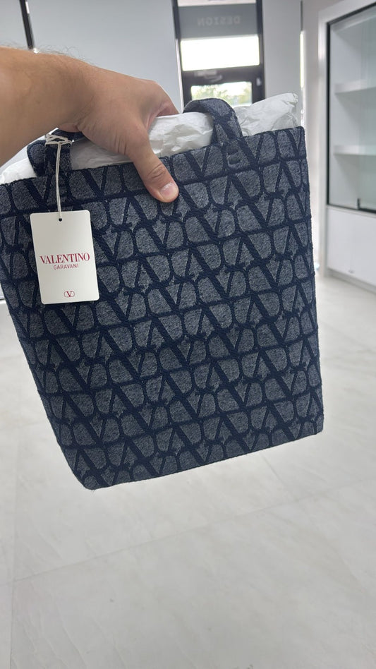 Valentino Toile Iconographe Tote Bag-Melange Denim