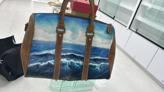 Ocean Printed Duffle Bag- Brown/ Multi