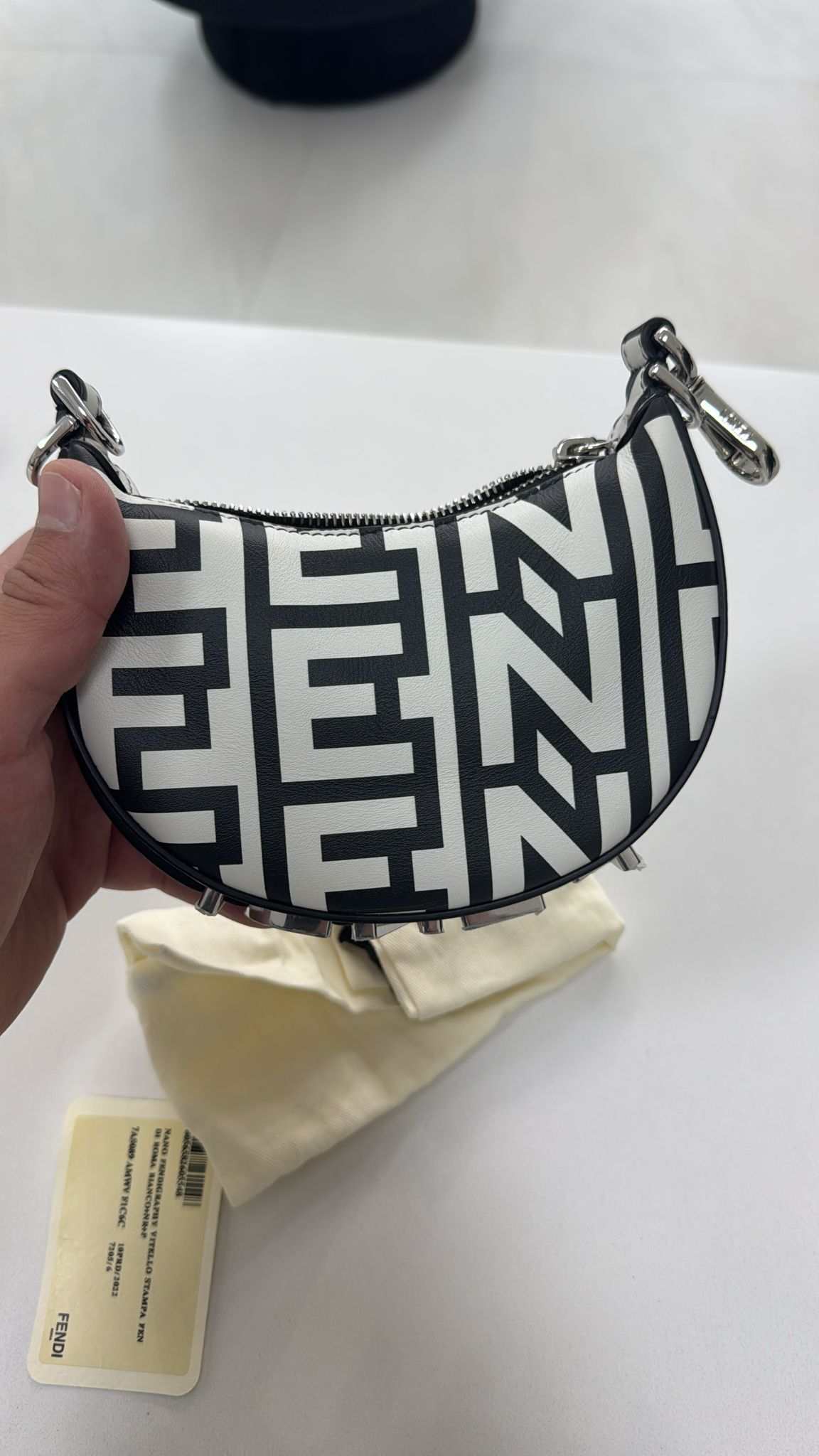 Fendi Nano Fendigraphy Vitello Stampa 7AS089 - White/Black