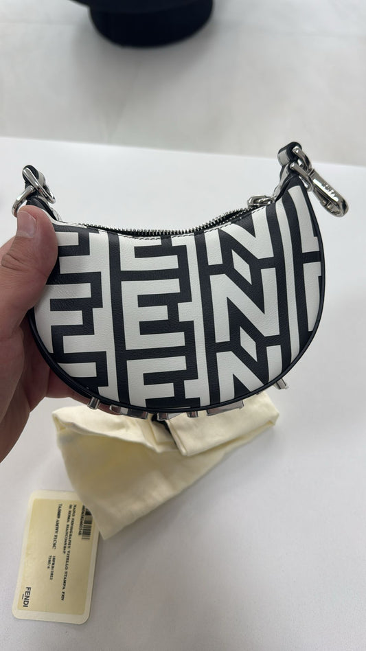 Fendi Nano Fendigraphy Vitello Stampa 7AS089 - White/Black