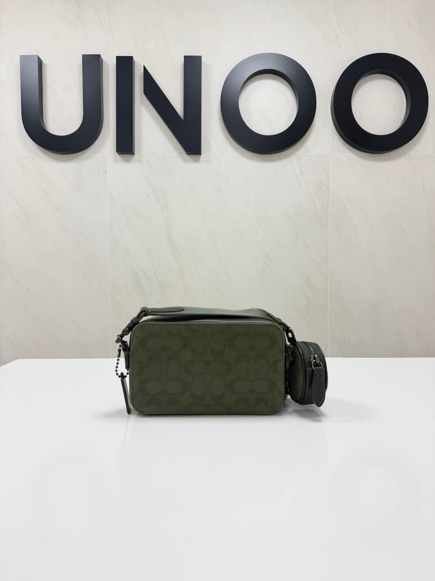 Coach Slim Crossbody Bag In Signature Canvas Jacquard- Army Green