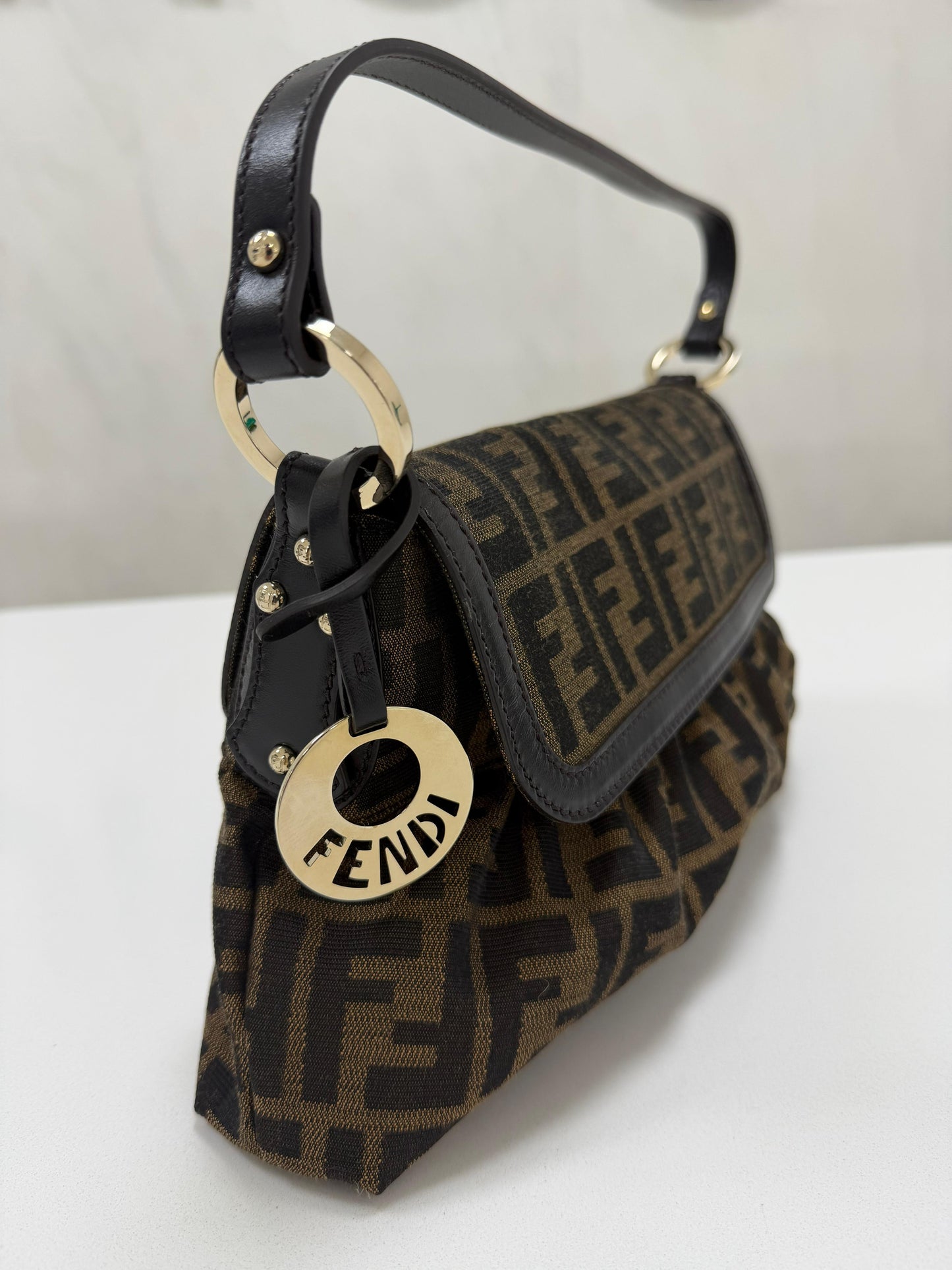 Fendi Tobacco Zucca Canvas and Leather Chef Shoulder Bag - PRE OWNED
