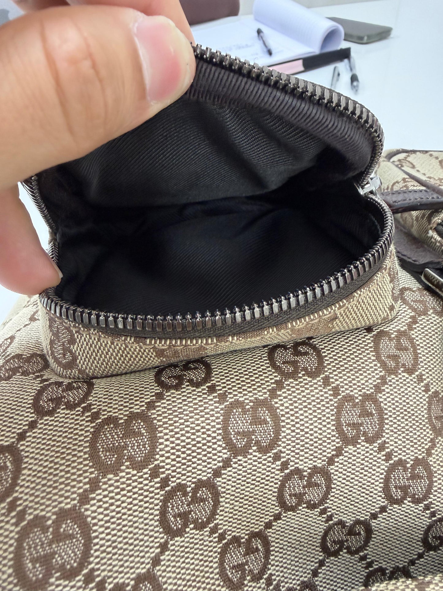 Gucci Jackie  Embossed Monogram Canvas Backpack -PRE OWNED