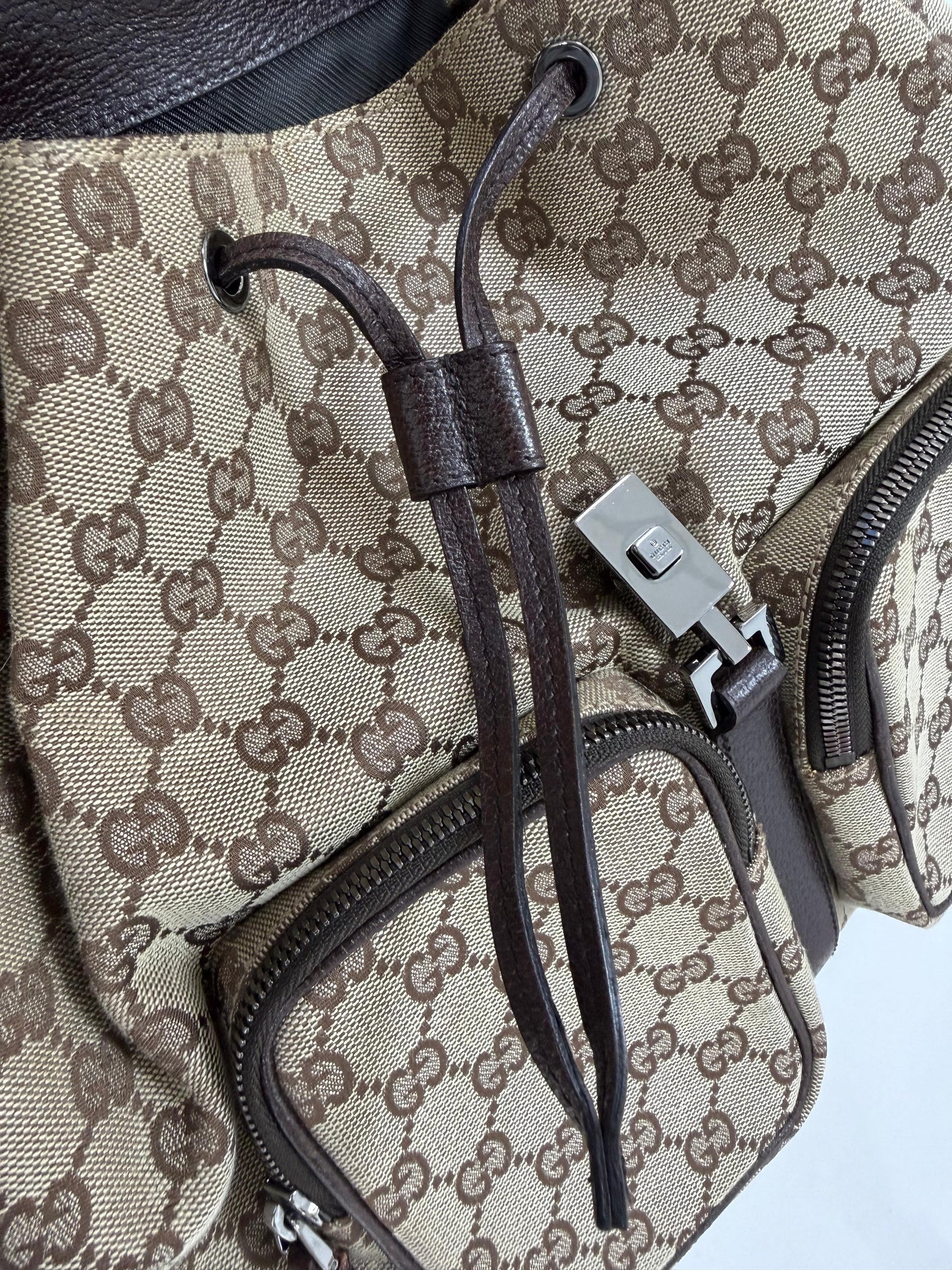 Gucci Jackie  Embossed Monogram Canvas Backpack -PRE OWNED