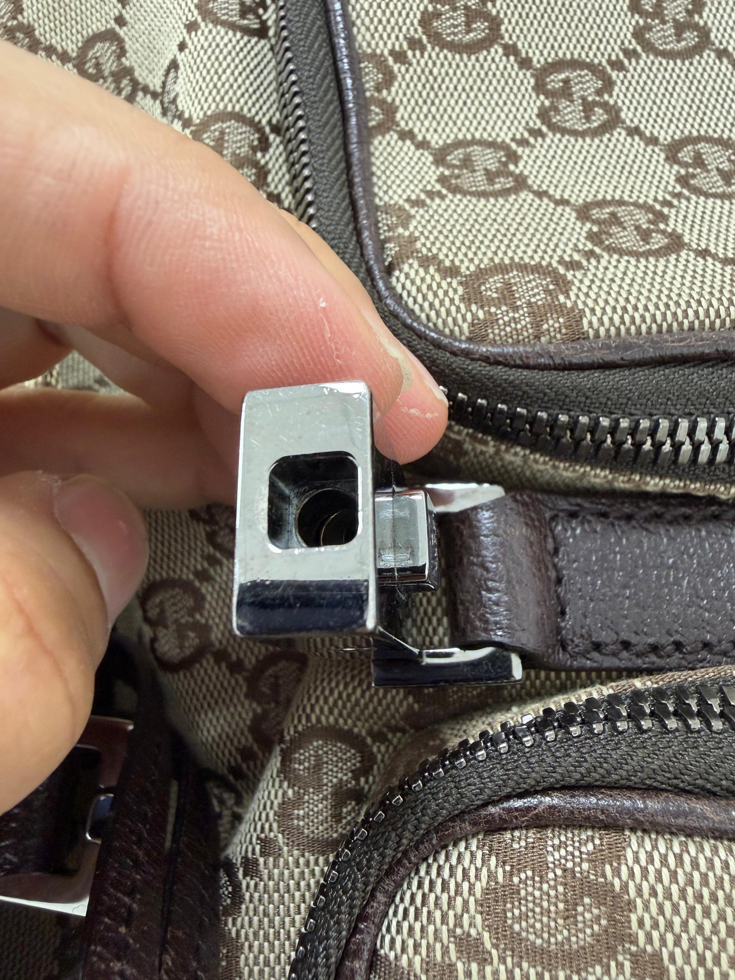 Gucci Jackie  Embossed Monogram Canvas Backpack -PRE OWNED