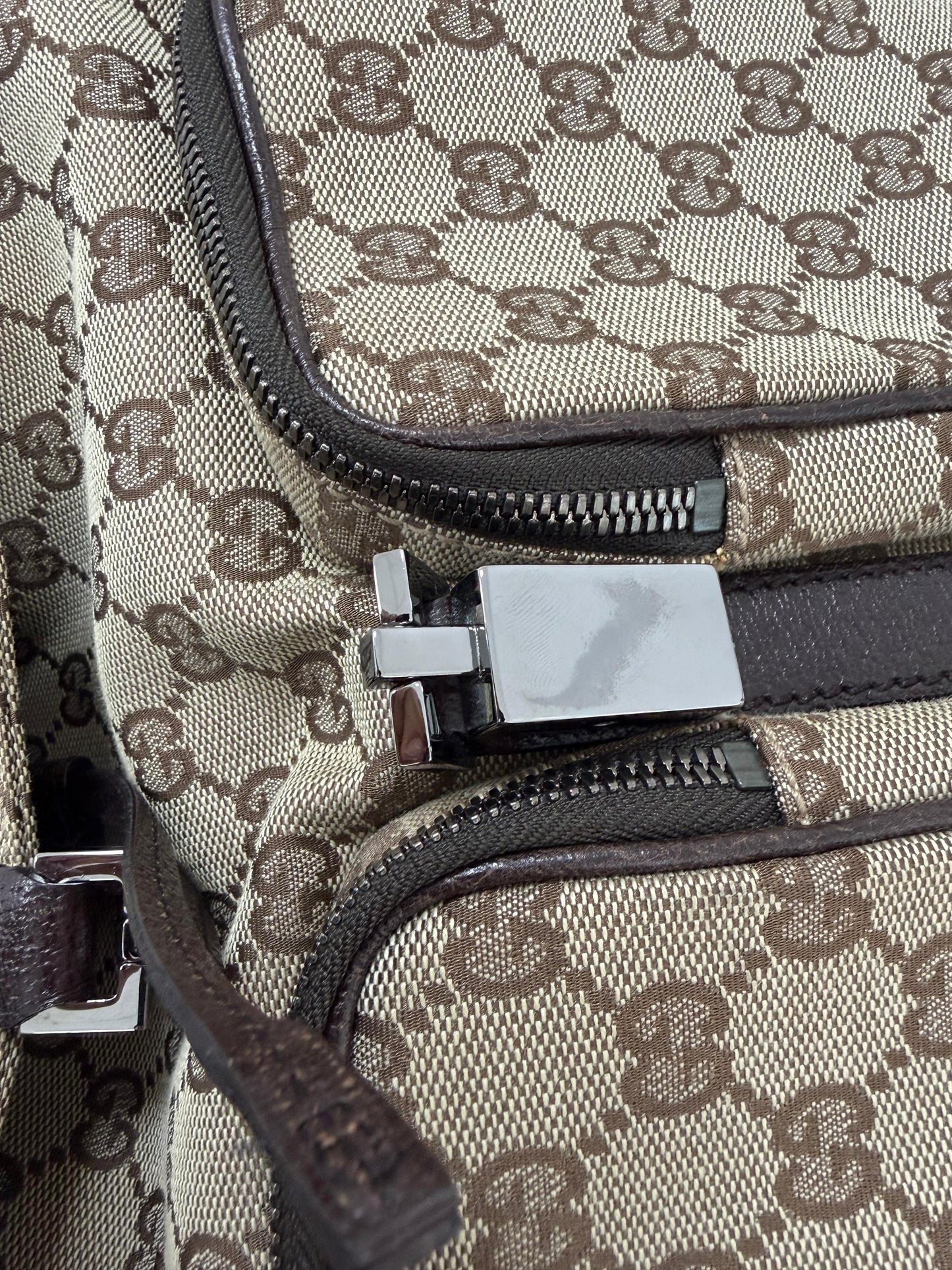 Gucci Jackie  Embossed Monogram Canvas Backpack -PRE OWNED