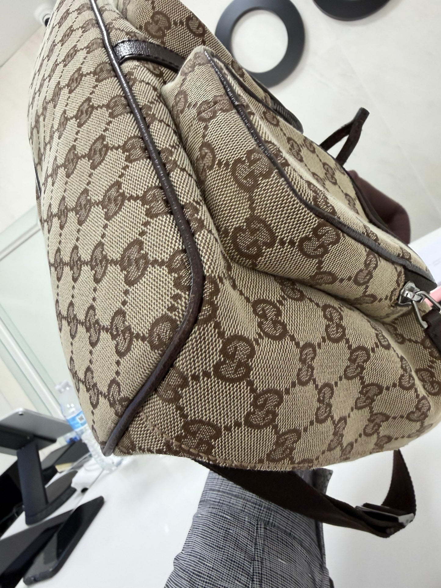 Gucci Jackie  Embossed Monogram Canvas Backpack -PRE OWNED