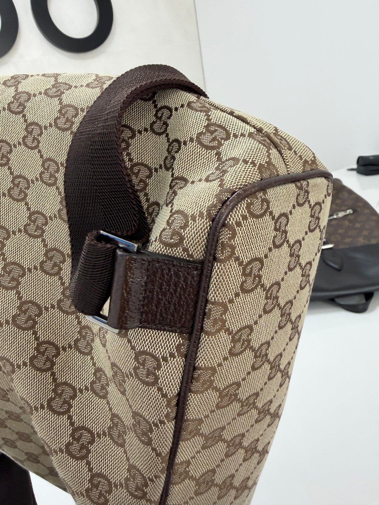 Gucci Jackie  Embossed Monogram Canvas Backpack -PRE OWNED