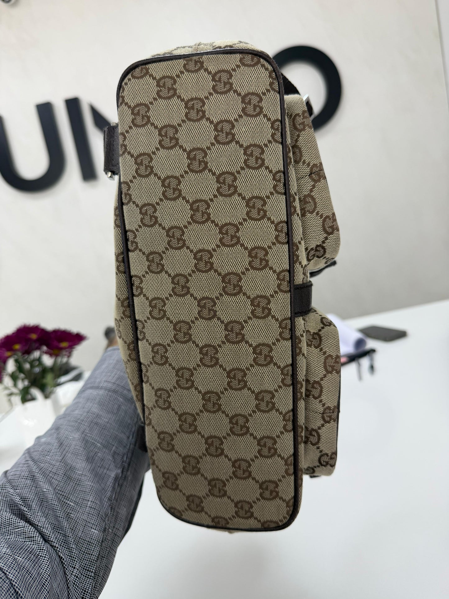 Gucci Jackie  Embossed Monogram Canvas Backpack -PRE OWNED