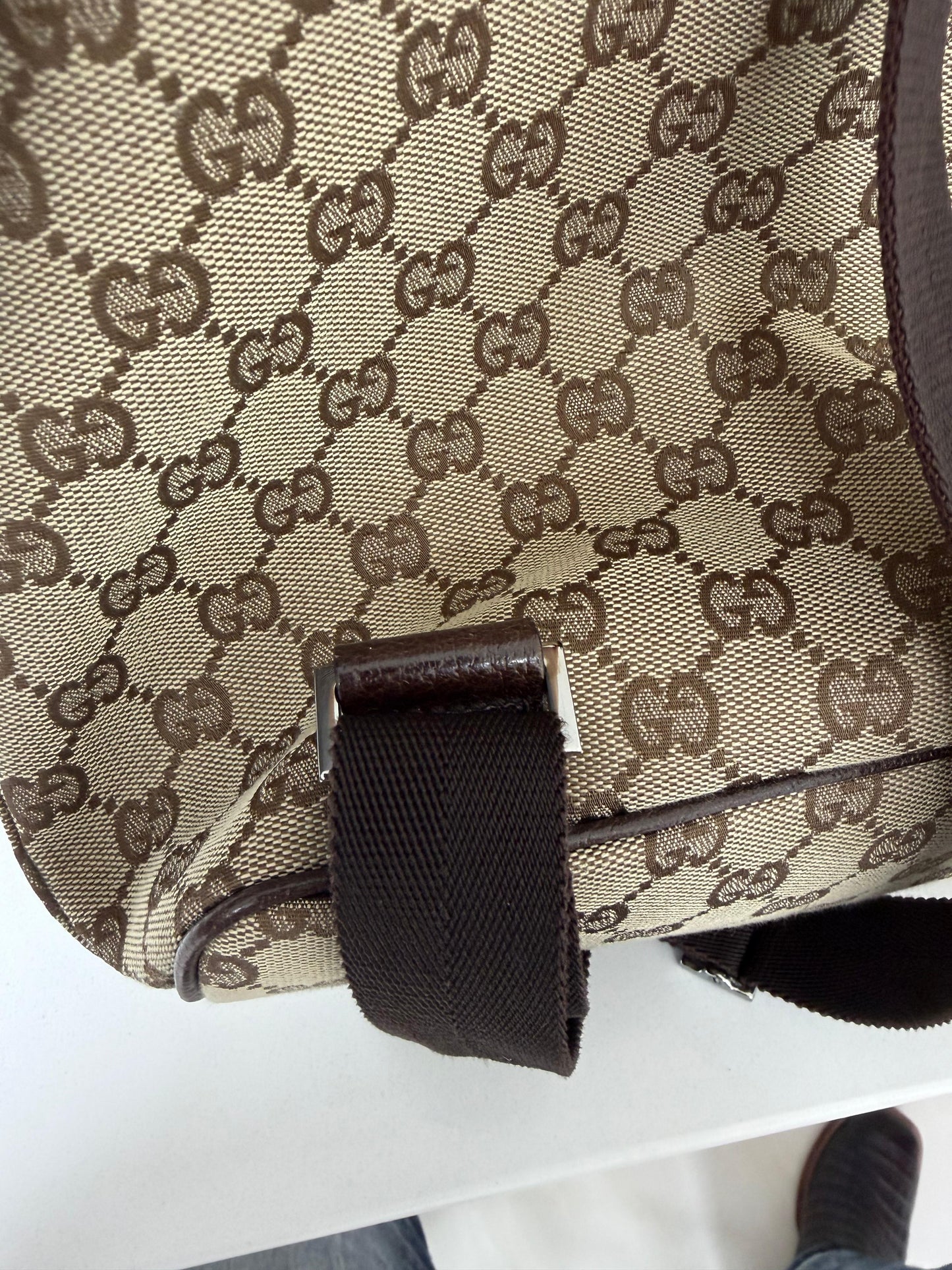 Gucci Jackie  Embossed Monogram Canvas Backpack -PRE OWNED