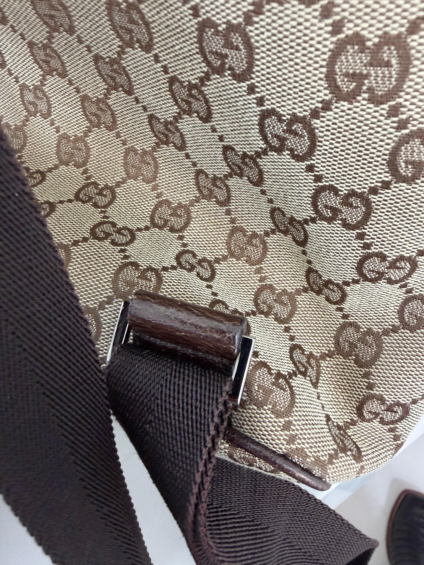 Gucci Jackie  Embossed Monogram Canvas Backpack -PRE OWNED