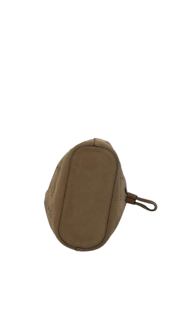 Coach Leather Drawstring Bucket Bag – Tan Perforated Floral – Crossbody Handbag - Used