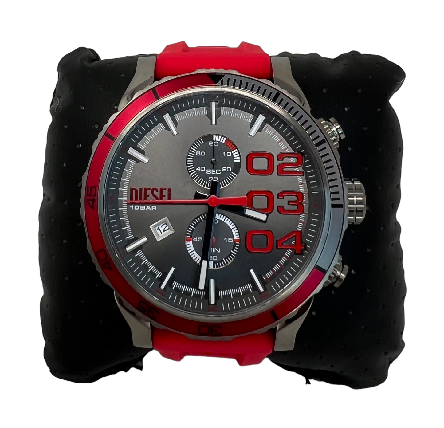 Diesel Men's Double Down 2.0 Chronograph Red Silicone 51 mm Watch DZ4613 $230