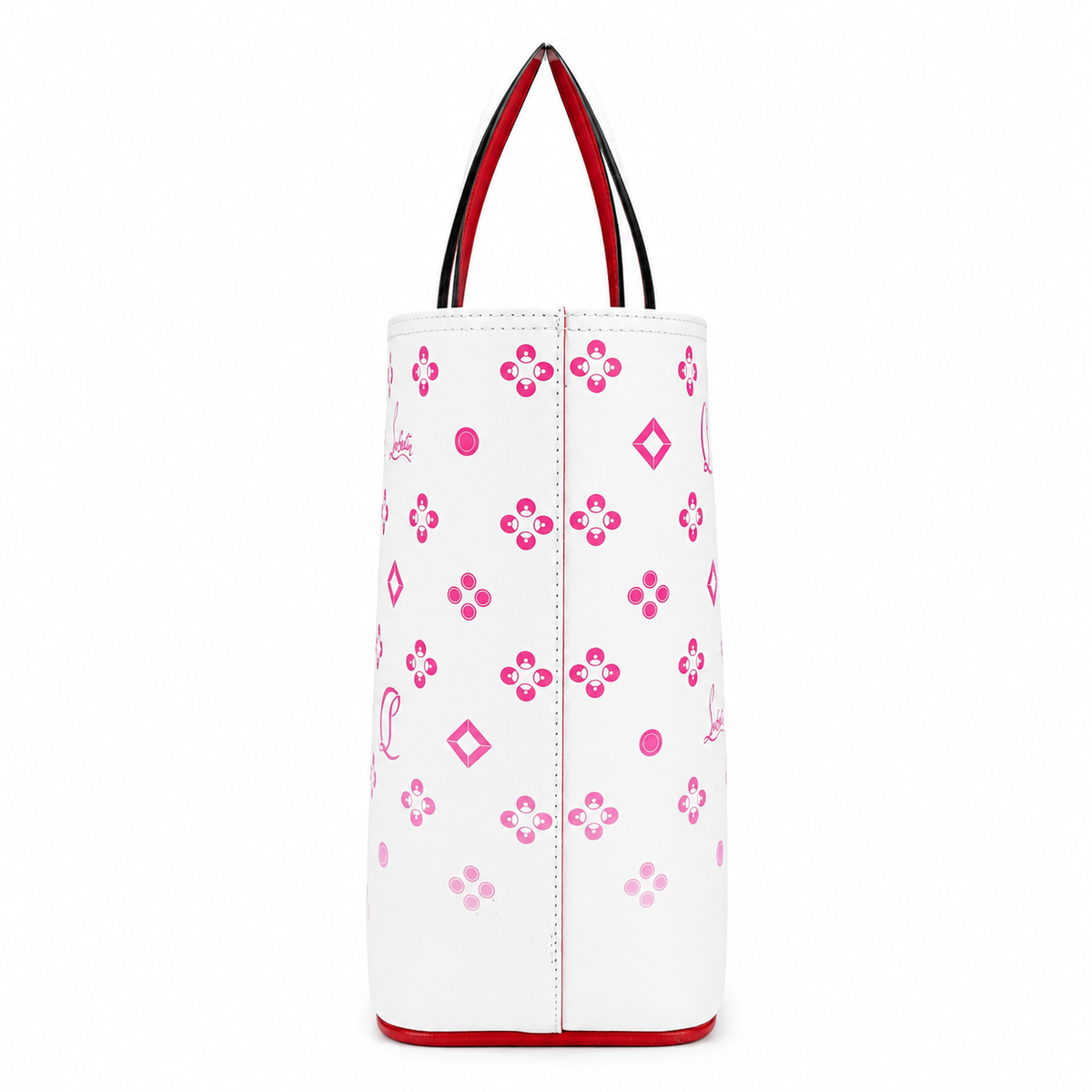 Christian Louboutin White & Pink Logo Print Tote Bag with Studded Handles – additional photo 6