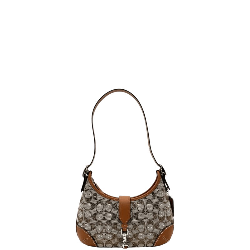 Coach Hamptons Hobo Bag In Crystal Signature Jacquard- Silver/Burnished Amber