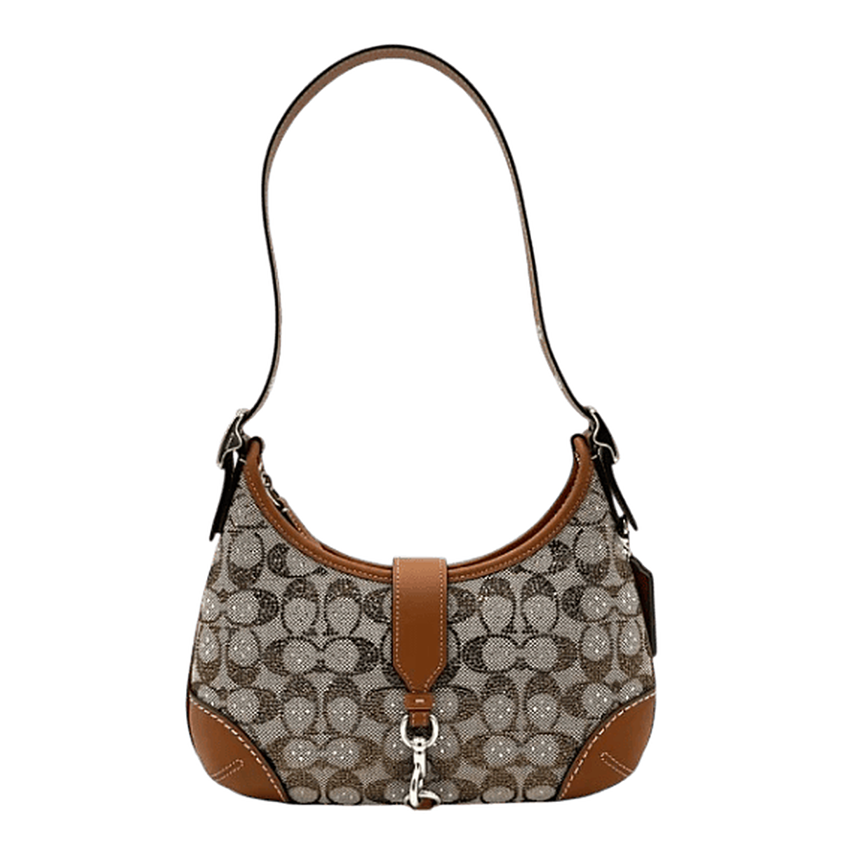 Coach Hamptons Hobo Bag in Crystal Signature Jacquard - Silver/Amber - front view