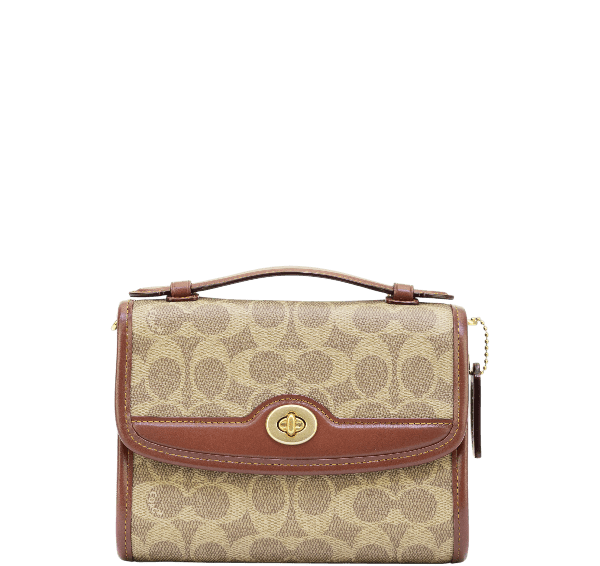 Coach Kip Turnlock Crossbody In Signature Canvas - Tan/Rust