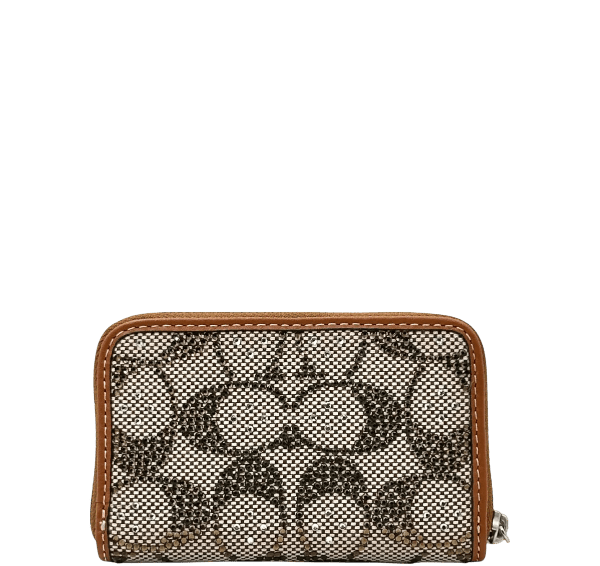 Coach Small Zip Around Crystal Signature Jacquard Contrast Trim Wallet- Burnished Amber – additional photo 2