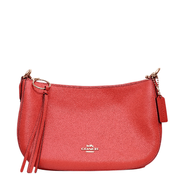 Coach Sutton Crossbody in Polished Pebble Leather- Tangerine Orange