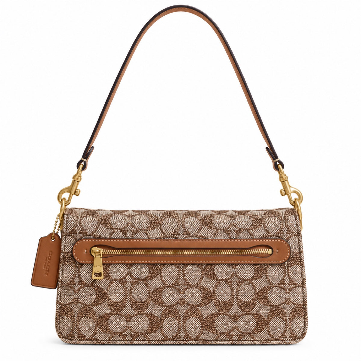 Coach Tabby 26 Shoulder Bag in Crystal Signature Jacquard, back view with outside zip pocket
