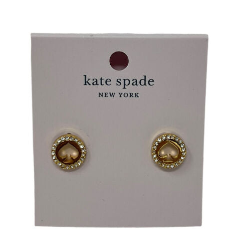 Kate Spade Gold Plated SPOT THE SPADE Pave' Halo Round Stud Earrings O0RU2605