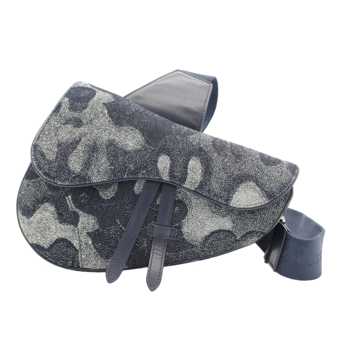 Dior Men Canvas x Peter Doig Saddle Bag Blue