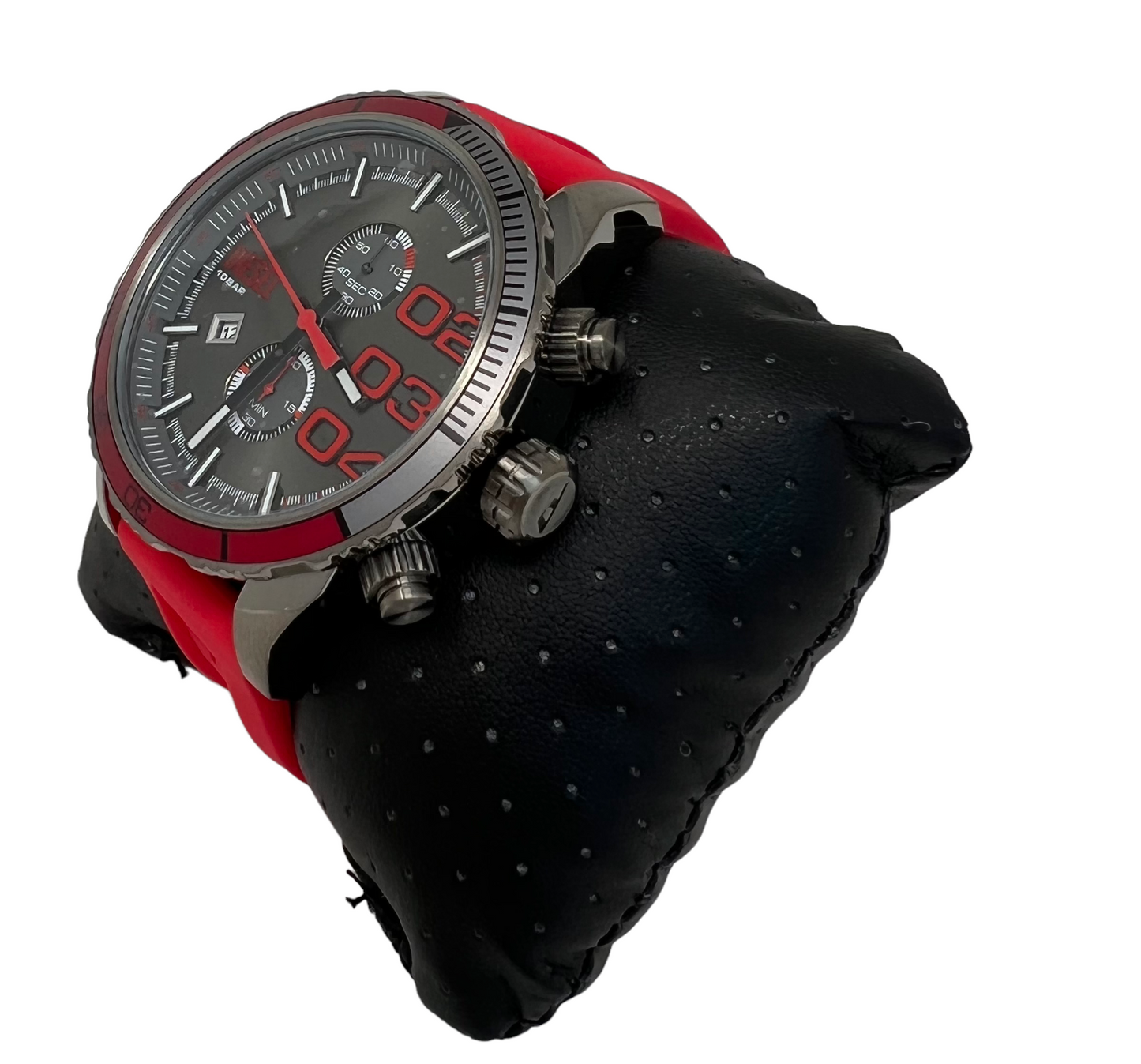Diesel Men's Double Down 2.0 Chronograph Red Silicone 51 mm Watch DZ4613 $230