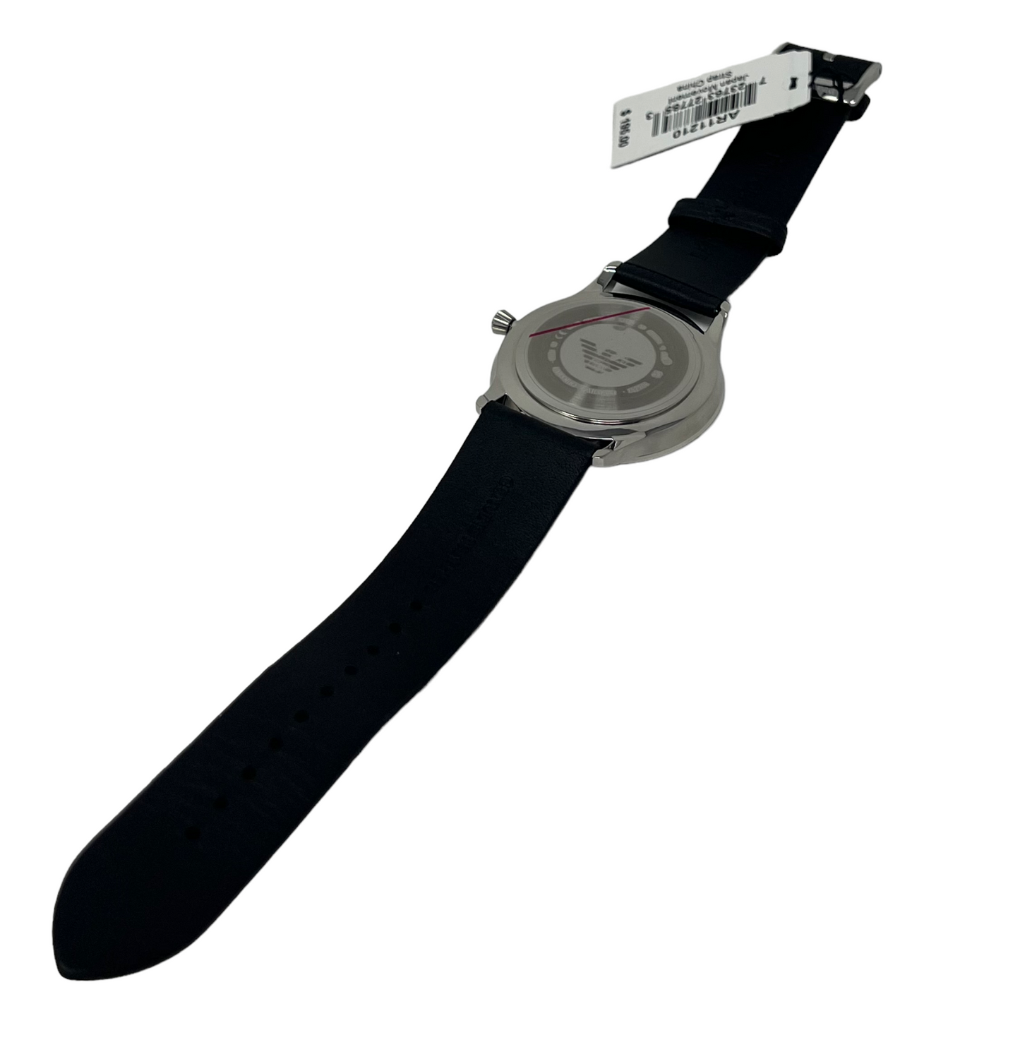 Emporio Armani Giovanni Quartz Black Dial Black Leather Men's Watch 44MM $195