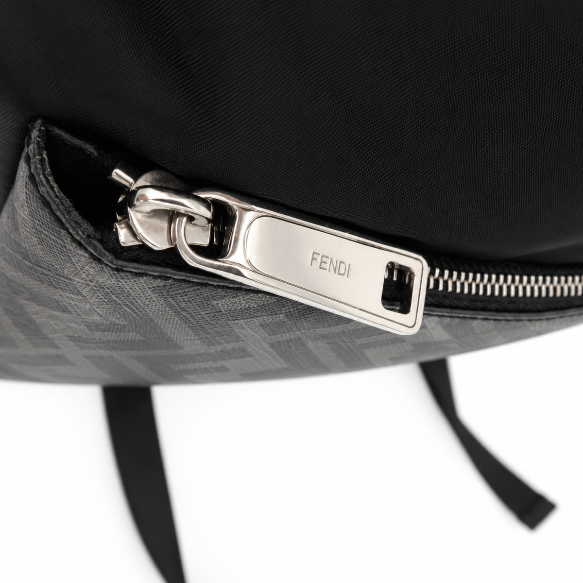 Fendi FF Diagonal Backpack Black Zucca Nylon Leather Yellow Stripe – additional photo 7