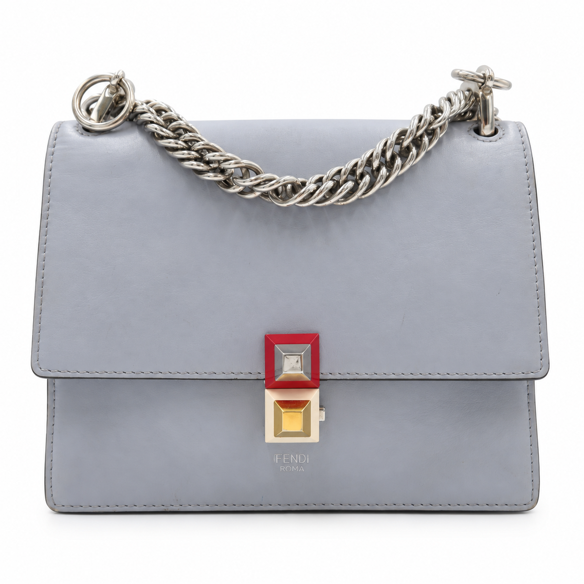 Fendi Kan I Leather Shoulder Bag – Light Blue