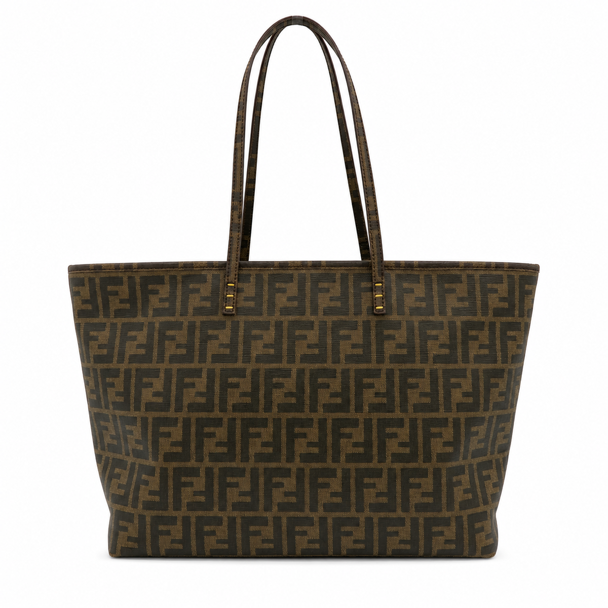 Fendi Zucca FF Monogram Floral Embroidered Tote Bag Brown Beige – Good Condition – additional photo 2