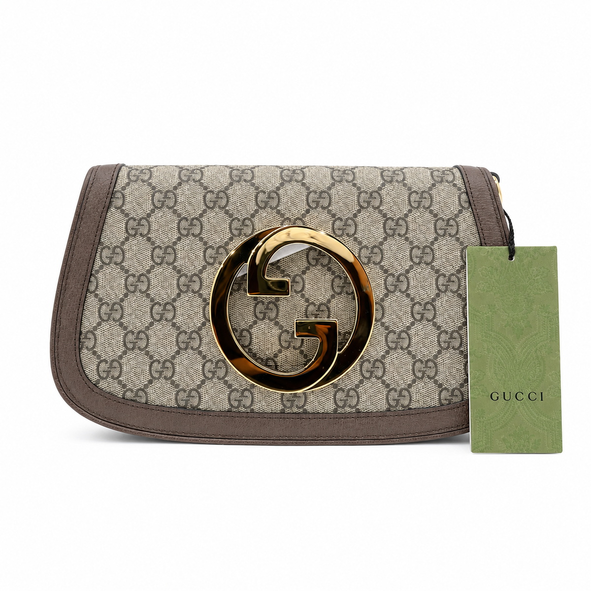 Gucci Blondie GG Supreme Clutch Bag Beige Ebony Canvas Gold Logo – additional photo 3