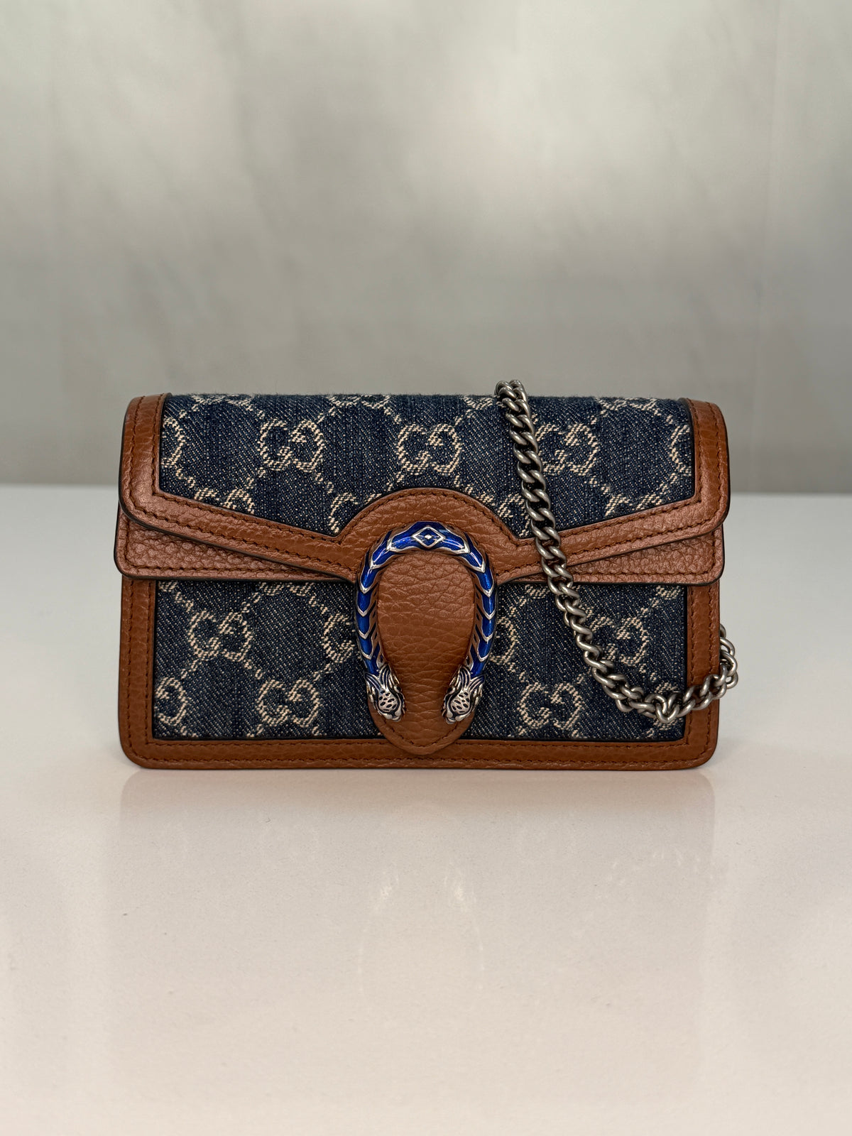 Gucci Dionysus Crossbody Bag Women’s Navy Denim GG Supreme Chain Shoulder Bag – additional photo 11