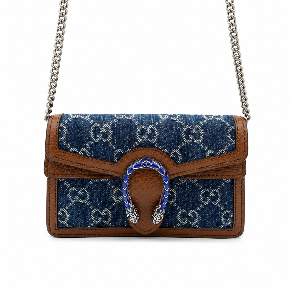Gucci Dionysus Crossbody Bag Women’s Navy Denim GG Supreme Chain Shoulder Bag – additional photo 6