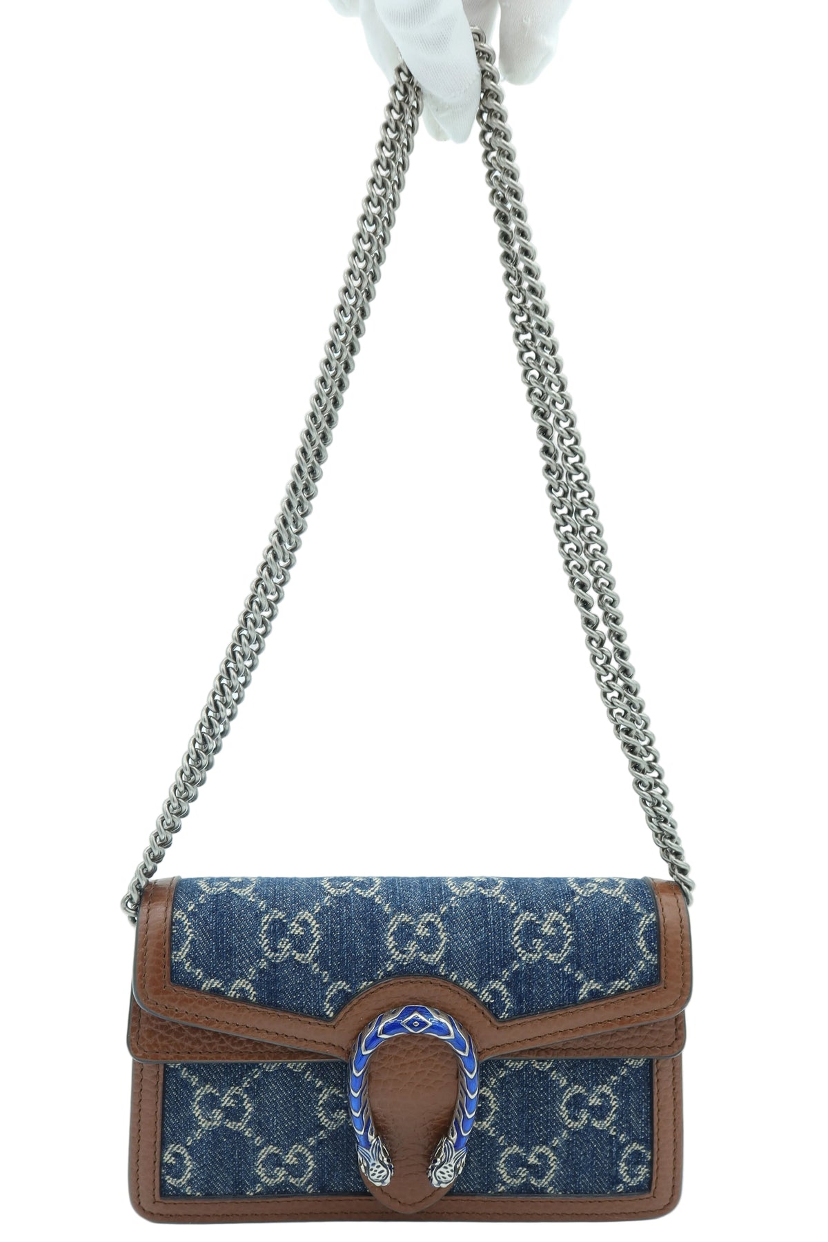Gucci Dionysus Crossbody Bag Women’s Navy Denim GG Supreme Chain Shoulder Bag – a Gucci GG Supreme canvas shoulder bag in