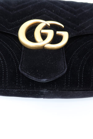 Gucci GG Marmont Medium Black Velvet Matelasse Shoulder Bag Chain Strap – additional photo 12