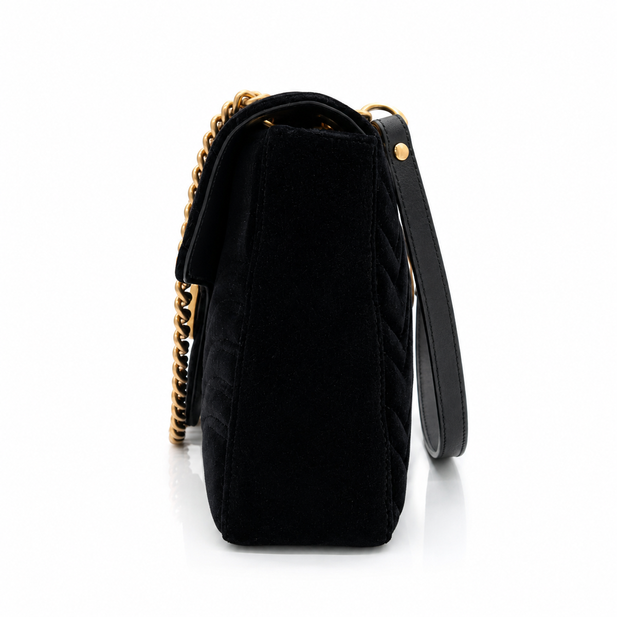 Gucci GG Marmont Medium Black Velvet Matelasse Shoulder Bag Chain Strap – additional photo 5