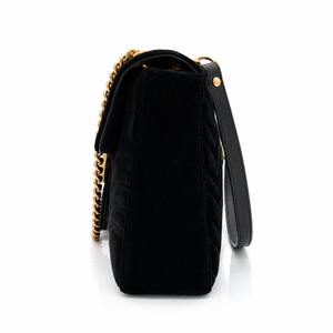 Gucci GG Marmont Medium Black Velvet Matelasse Shoulder Bag Chain Strap – additional photo 5