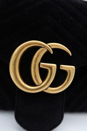 Gucci GG Marmont Medium Black Velvet Matelasse Shoulder Bag Chain Strap – additional photo 7
