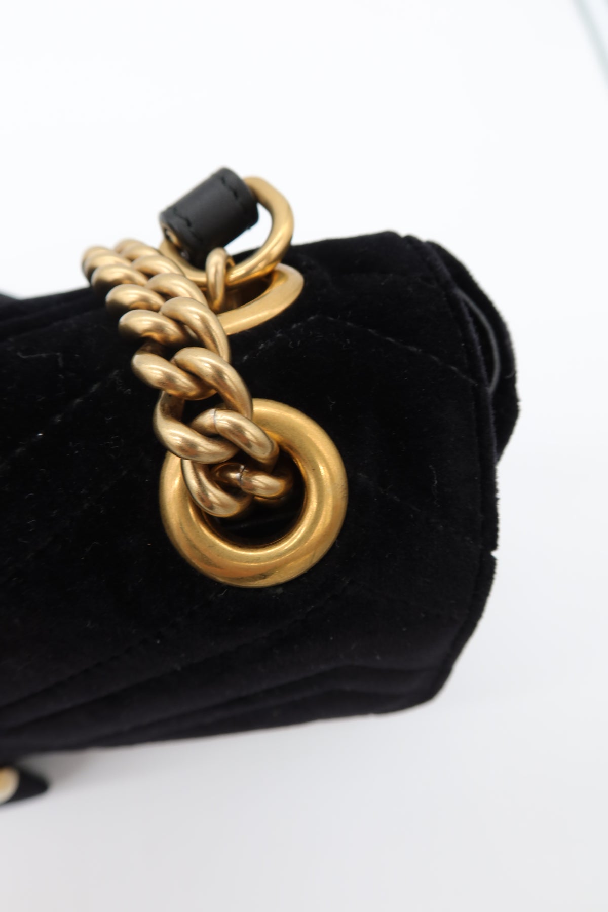 Gucci GG Marmont Medium Black Velvet Matelasse Shoulder Bag Chain Strap – additional photo 8