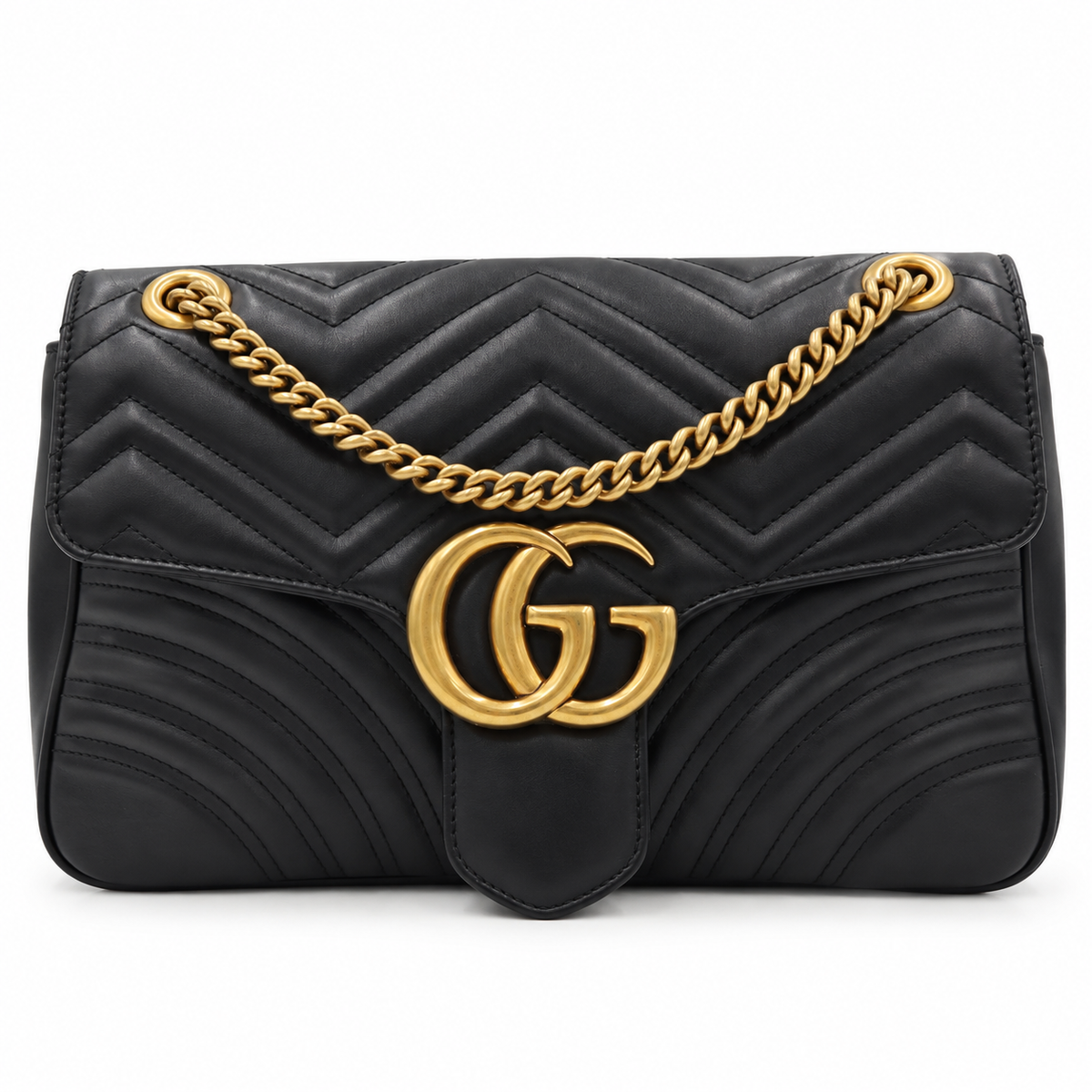 Gucci GG Marmont Medium Matelassé Calfskin Shoulder Bag – Black