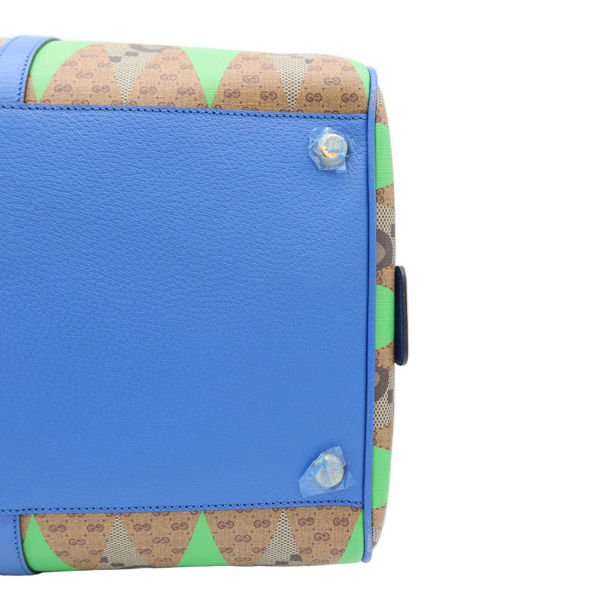 Gucci GG Monogram Geometric Weekender Duffle Bag with Blue Leather Trim & Shoulder Strap – additional photo 9